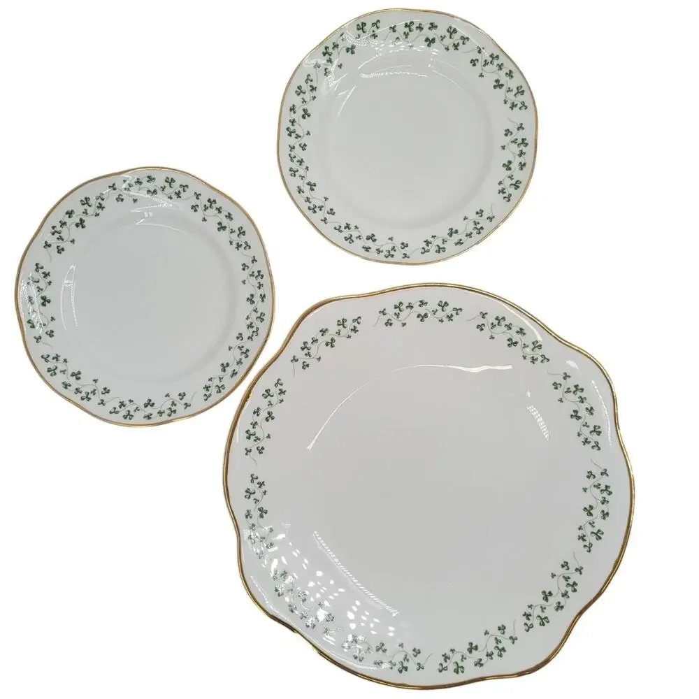 Royal Tara Shamrock Dessert Plates with Serving Platter Irish China‎ cottagecore